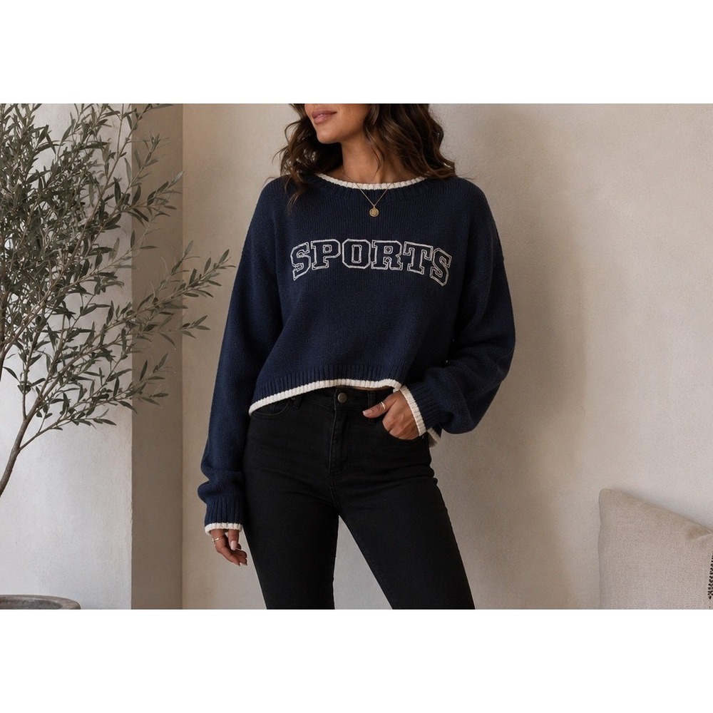 Vtg‎ 90s Sincerely Jules  crewneck Sweatshirt Blue Active Athletic Women Blue